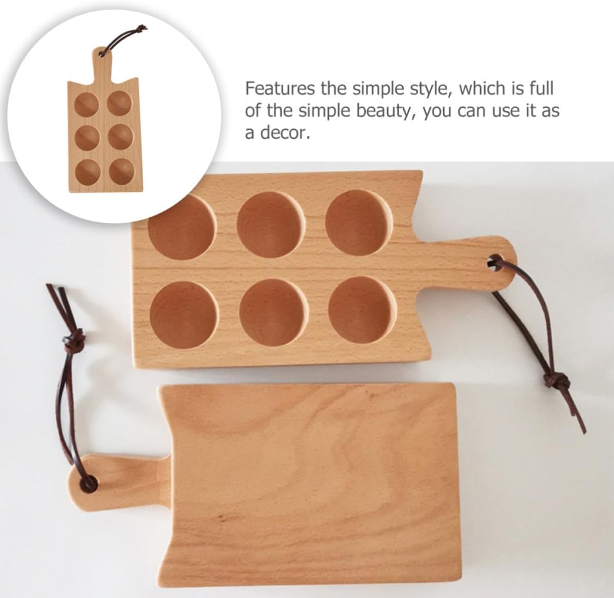 Wooden Egg Holder with Multi Slots, Beige Countertop Storage Stand