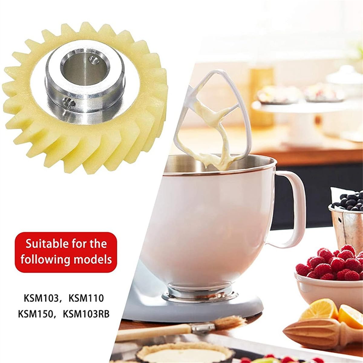 ABKR 6 Pezzi W10112253 Ingranaggio a Vite Senza fine for Mixer, Pezzo di Ricambio, Adatto for Mixer Kitchenaid, Whirlpool e Kitchenaid.