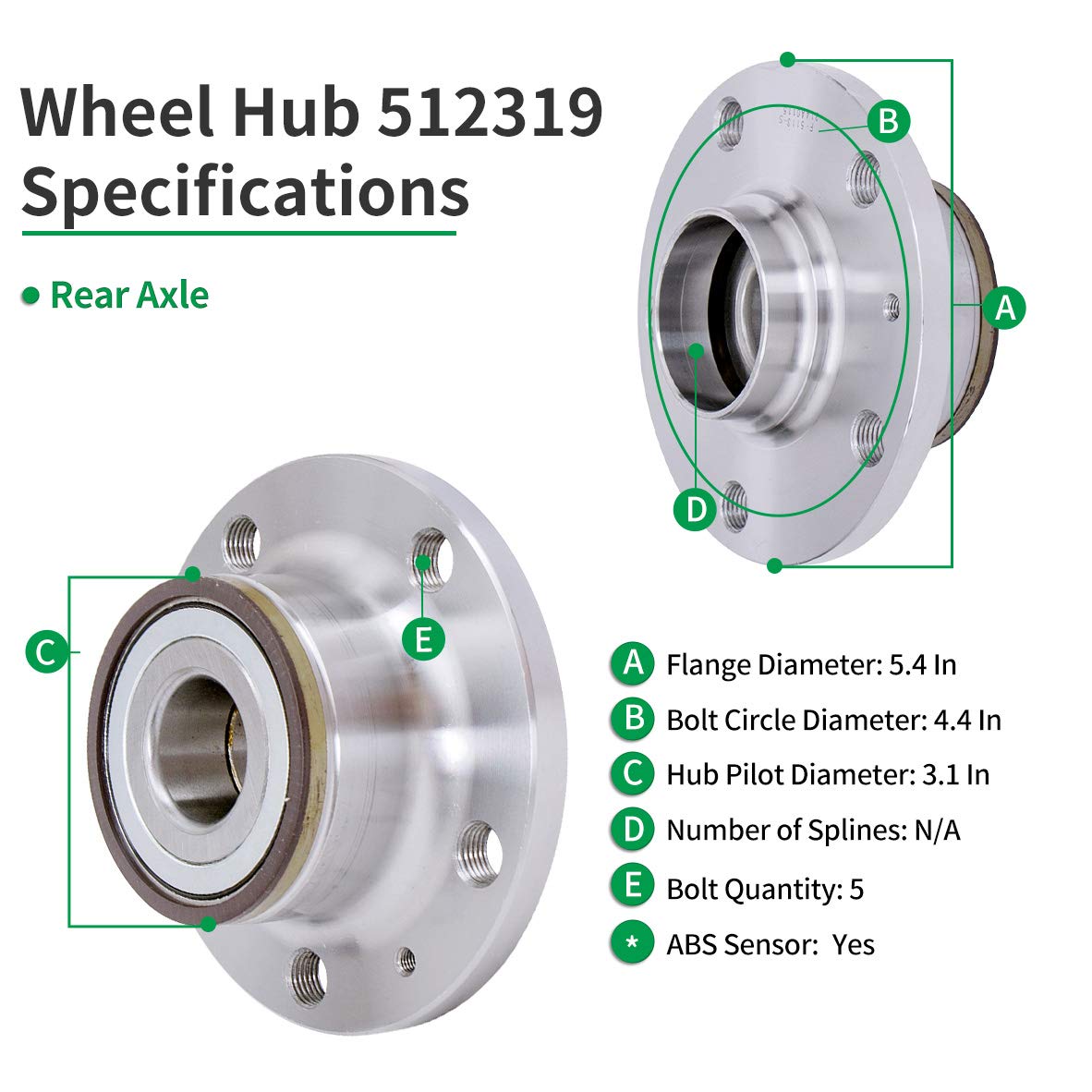 Amazon.com: HICKS 512319 Rear Wheel Bearing Hub Assembly fit for