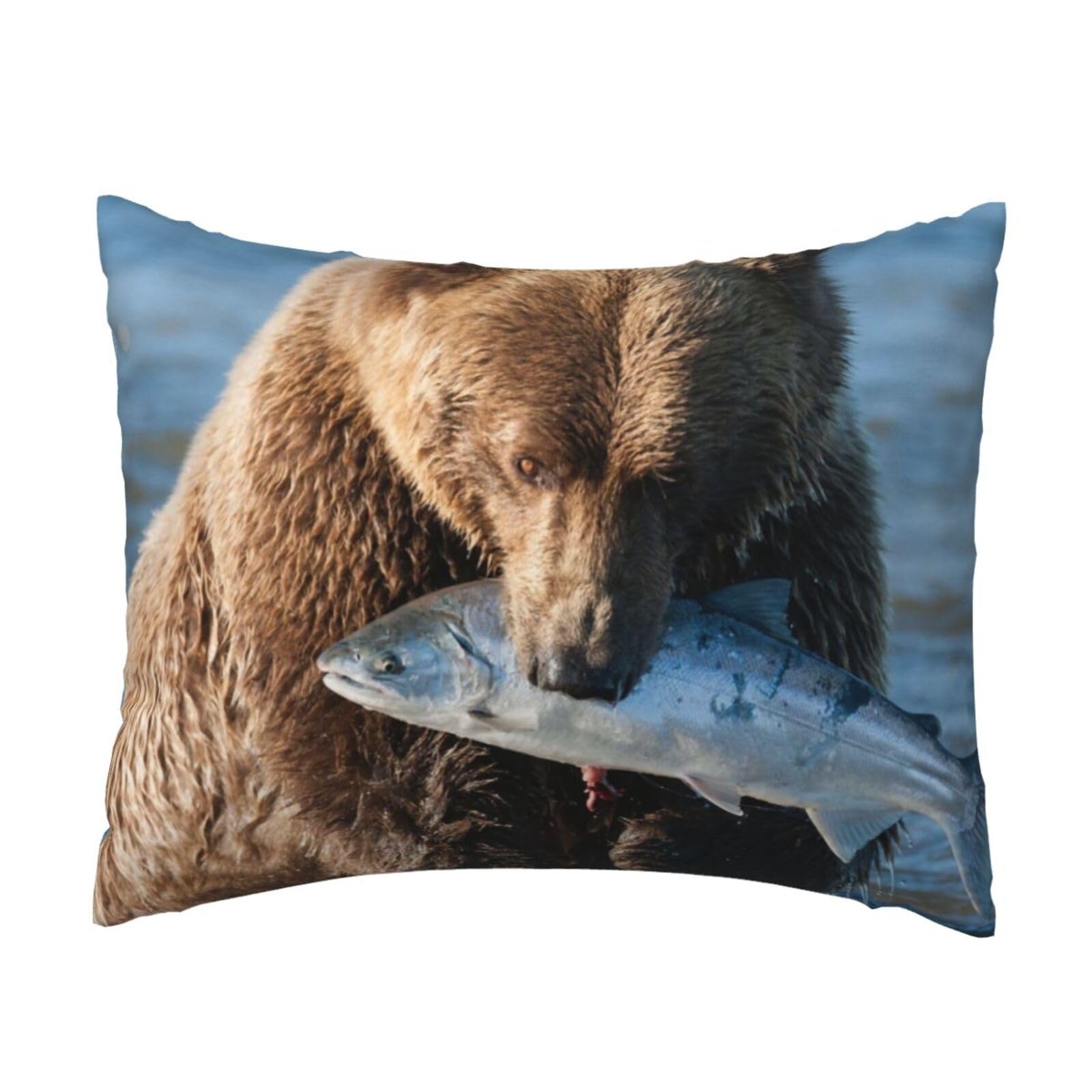 GSGCSBYMLG Wild Animal Hunting Fish printed Pillow Case 20x26in Cushion Cover