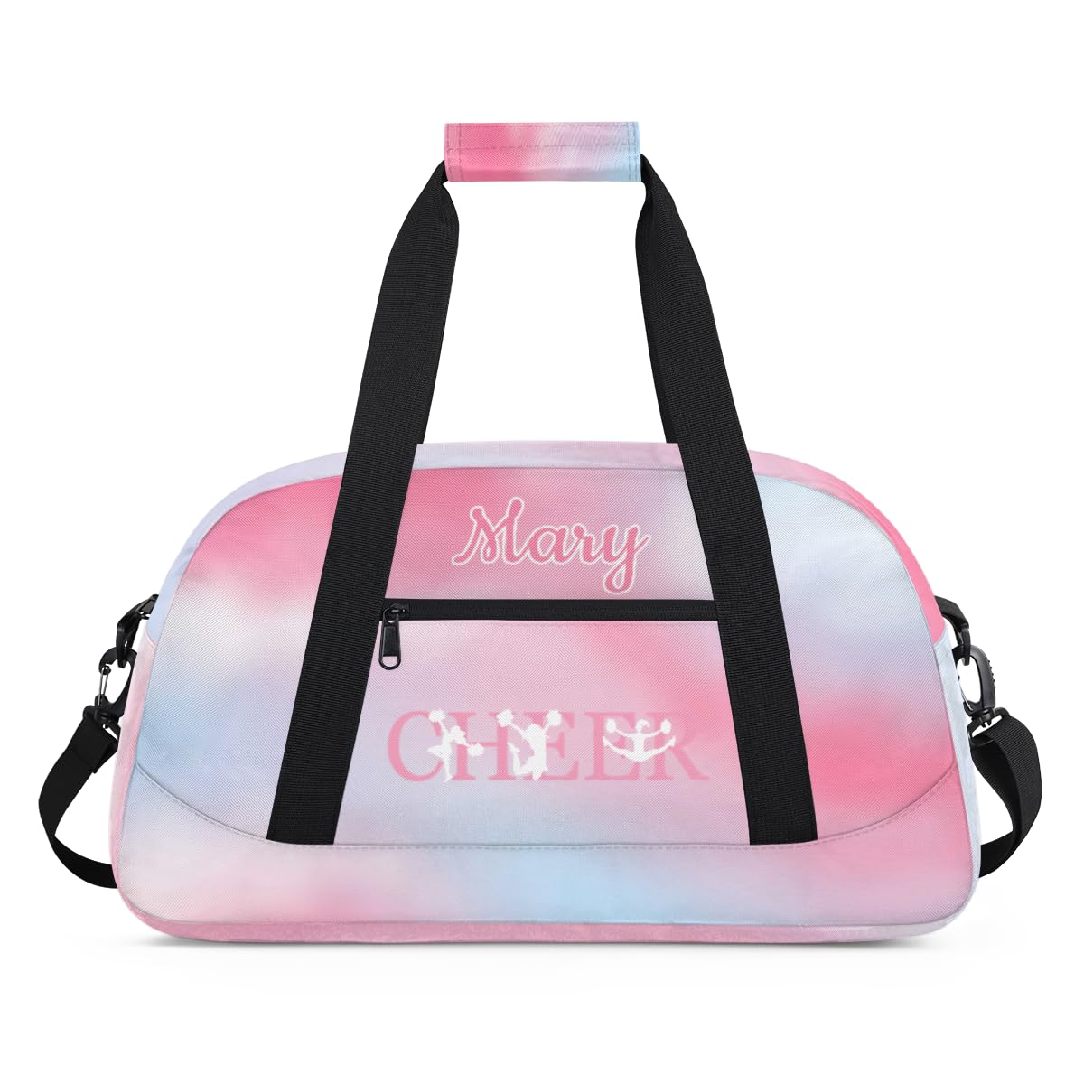 Personalized Cheer Bag Girl Sport Duffel Bag, Custom Kids Gym Bag, Customize Travel Duffle Bag with Name, Overnight Weekender Bags,Lightblue Pink Gradient, Cheerleading Gifts