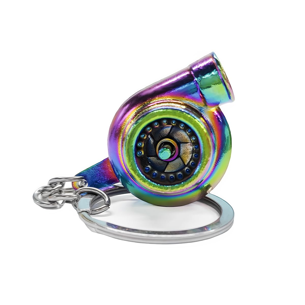 Turbo Keychain Creative Metal Spinning Turbocharger Key Fob Ring Mini Turbo Turbine Car Part Key Chain Keyring Colorful