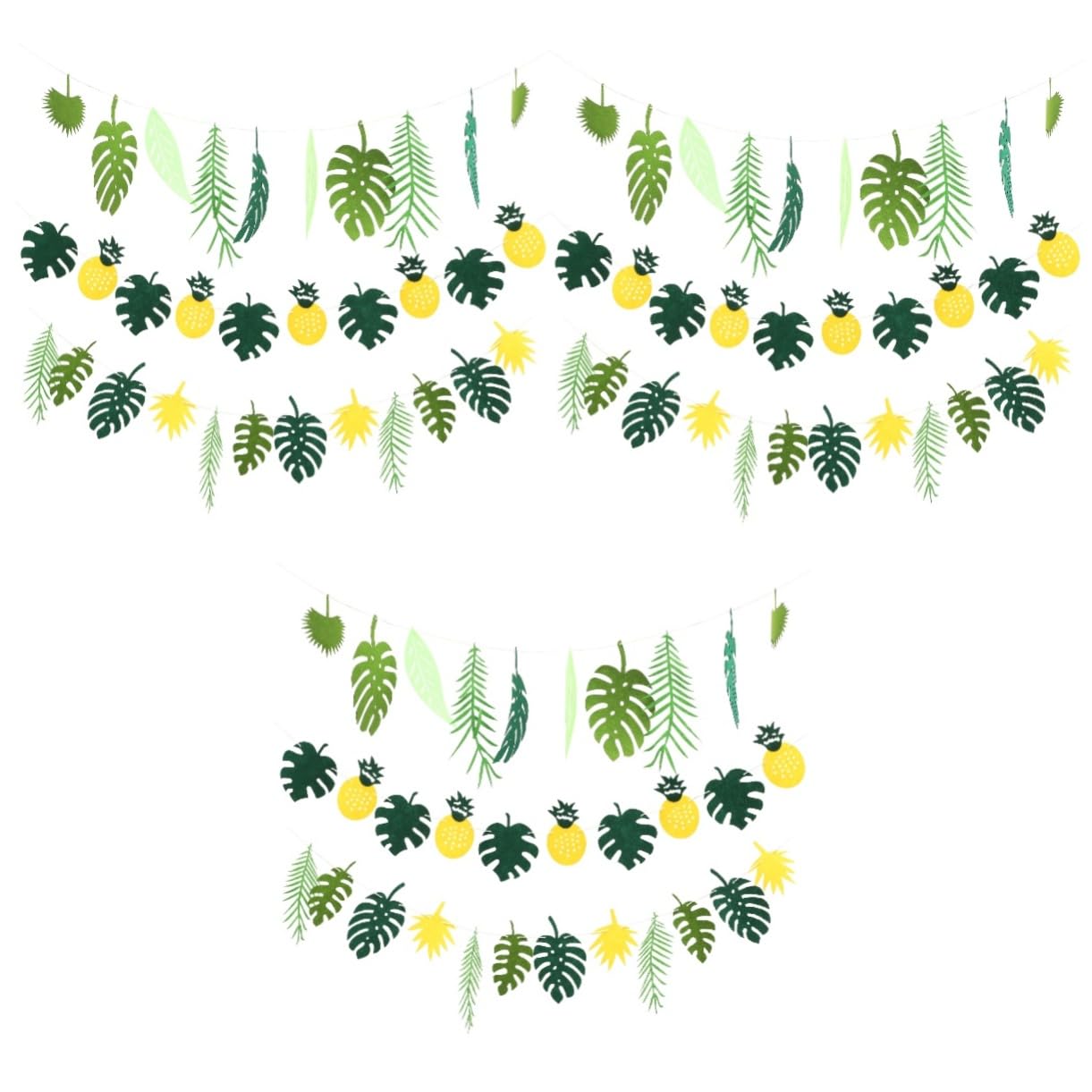 3 Set Ghirlande con Foglie per Decorazioni Hawaiane Piccola con Ananas per Compleanno e Eventi Estivi