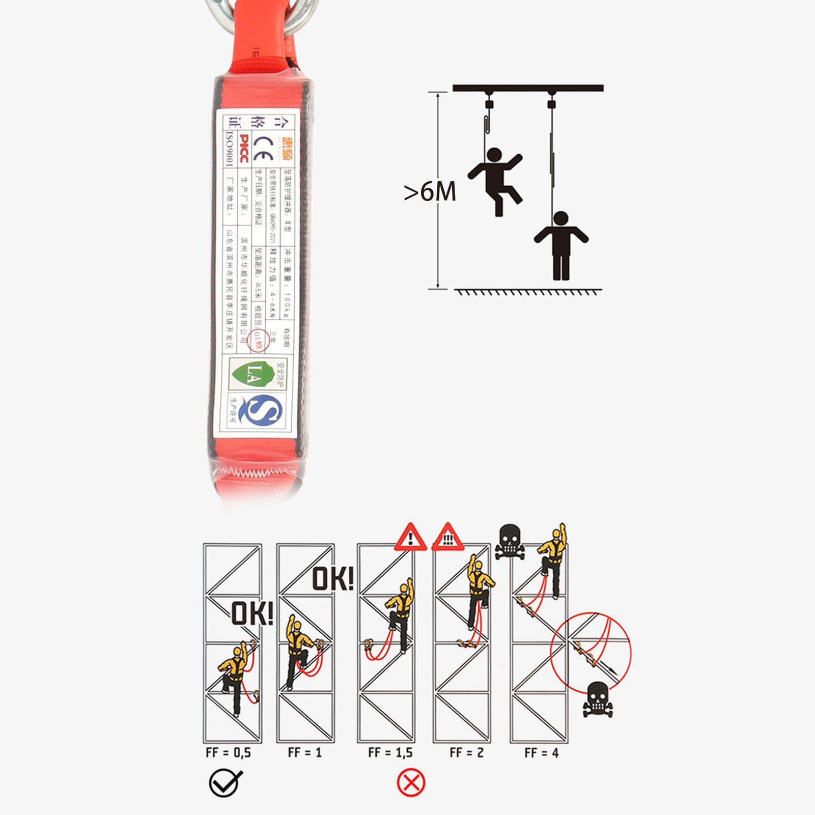 Generico Imbracatura Anticaduta | Kit di Sicurezza per Tetti con Cintura Corpo e Imbracatura - Cintura con Imbragatura Completa Comoda e Gancio Rapido per Arrampicata Escursionismo e Sport Esterni