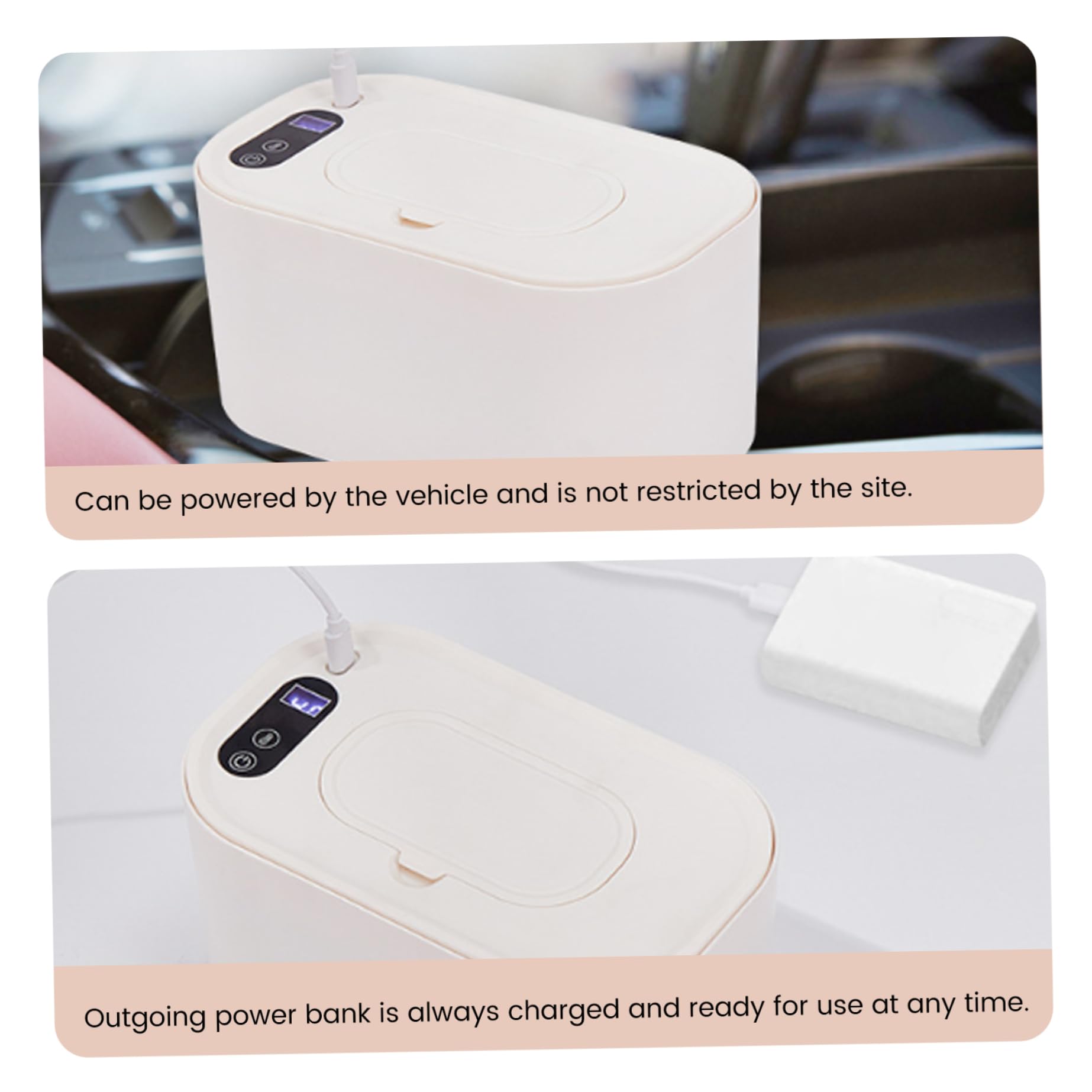 Chauffe-lingettes bébé 40-60 °C réglable silencieux écran LED distributeur USB portable