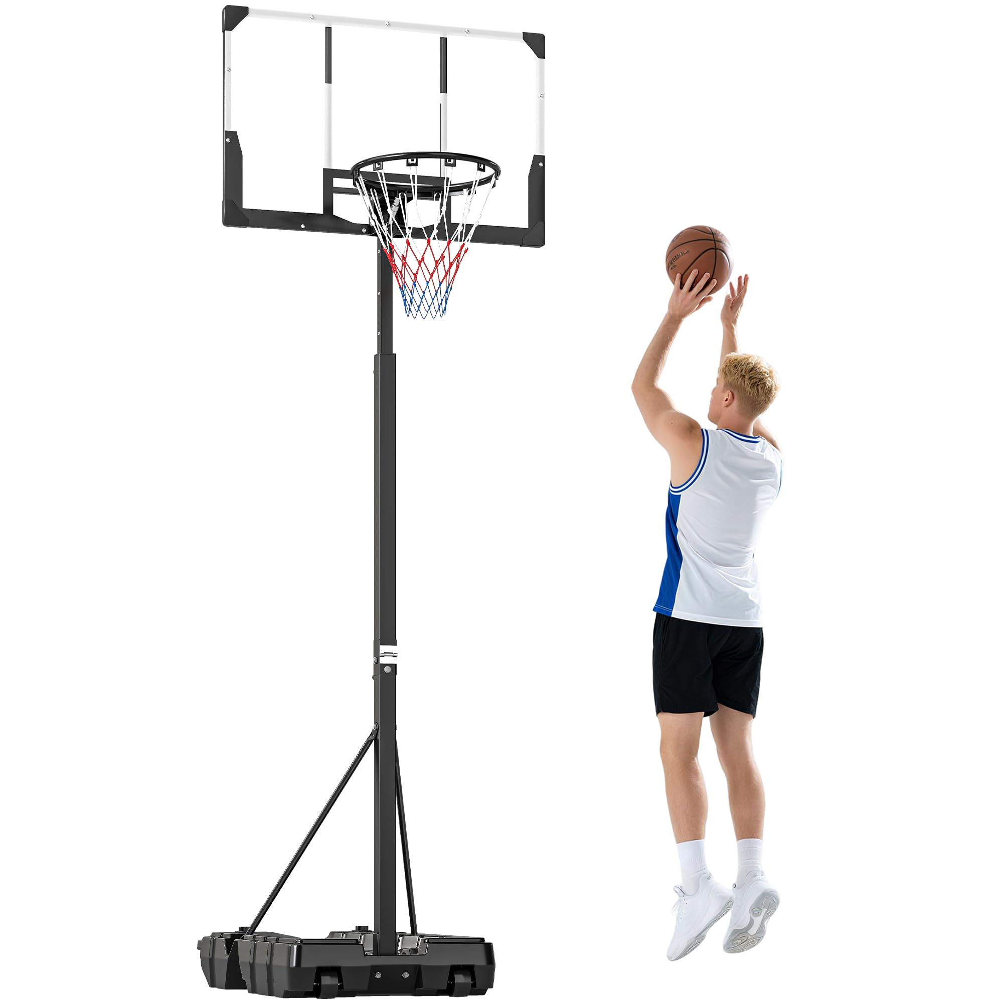 SPORTNOW Canasta de Baloncesto Exterior Altura Regulable 230-305 cm Portátil Marco Plegable
