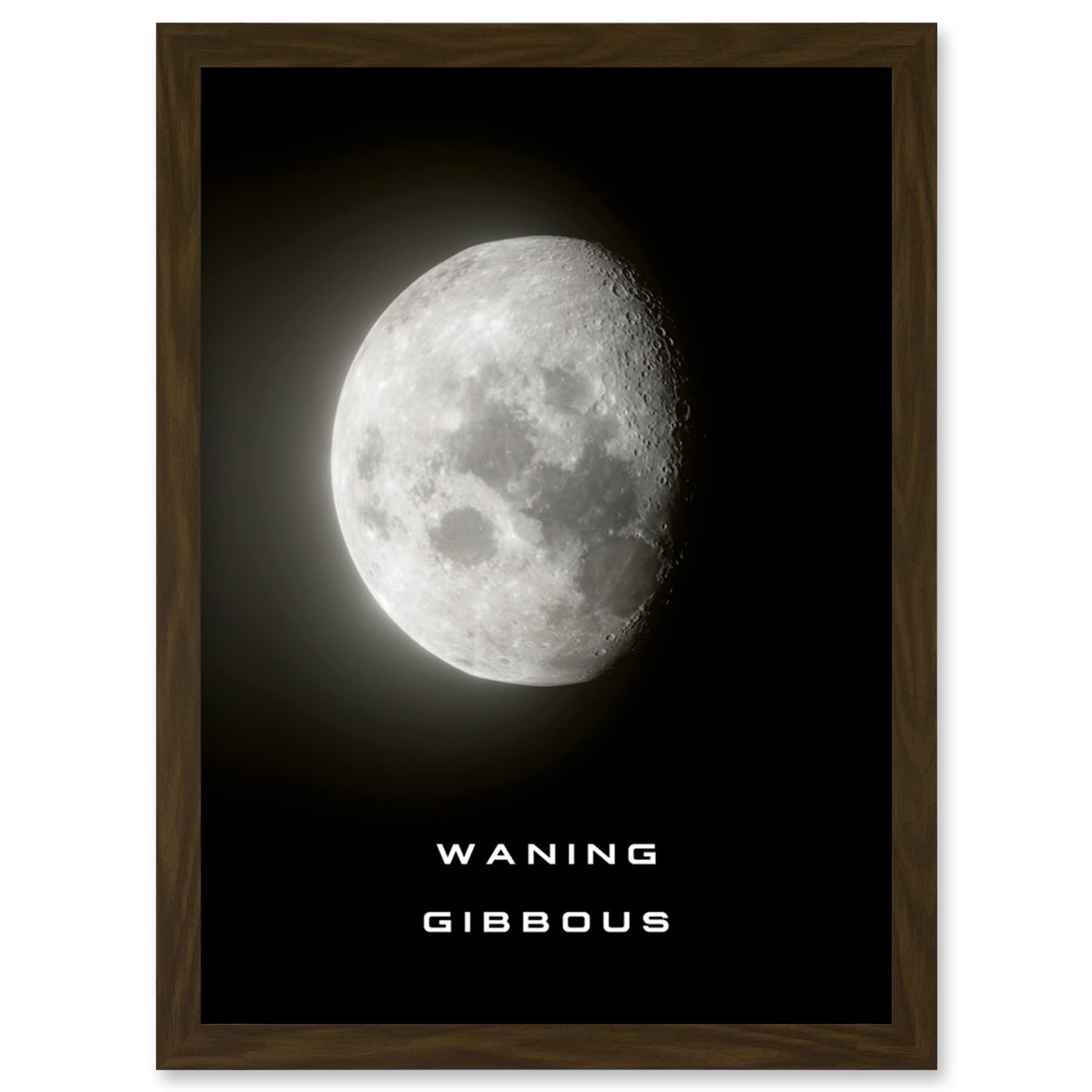 Artery8 Phases of the Moon Astronomy Waning Gibbous Lunar Space Poster Artwork Framed Wall Art Print A4