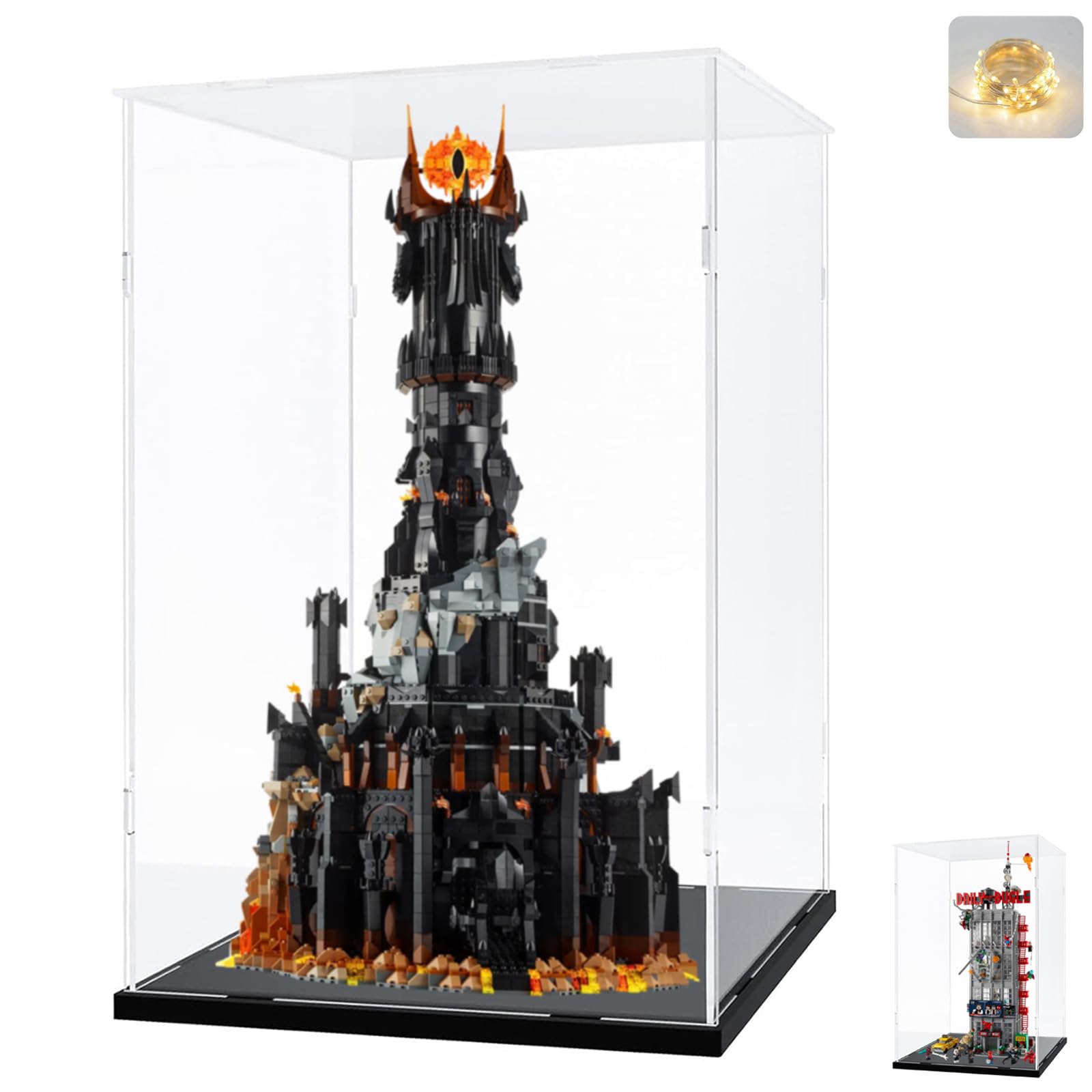 Vitrina Expositora para Colecciones Lego 75375 75426 Halcón Milenario 21366 Nutrias Marinas 75447 Razor Crest 11375 Ferrari F2004 21319 21328, Caja Transparente 3mm Acrílica Interior Negro 35x25x15cm — view 30