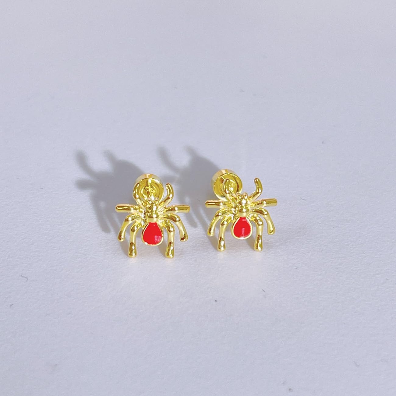 Punk Spider Sleeper Tiny Stud Earrings for Women Men Girls Cartilage Stainless Steel Red Enamel Animal Screw Flat Back Tragus Helix Studs Earring Personalized Jewelry Gifts Halloween 18G - Image 5