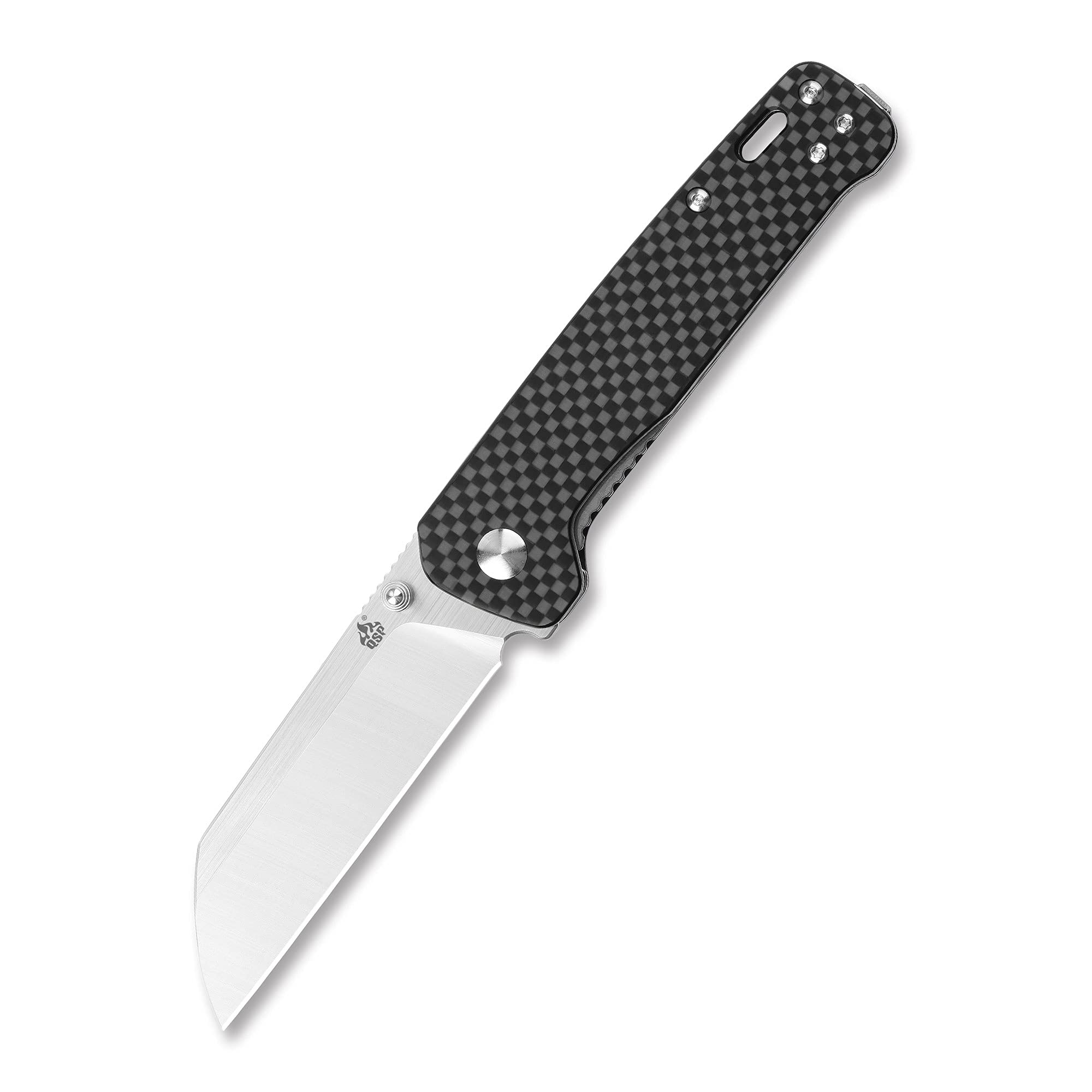 QSP Penguin Pocket Knife,D2 blade,Various Handle Option (carbon fiber overlay black G10 handle)