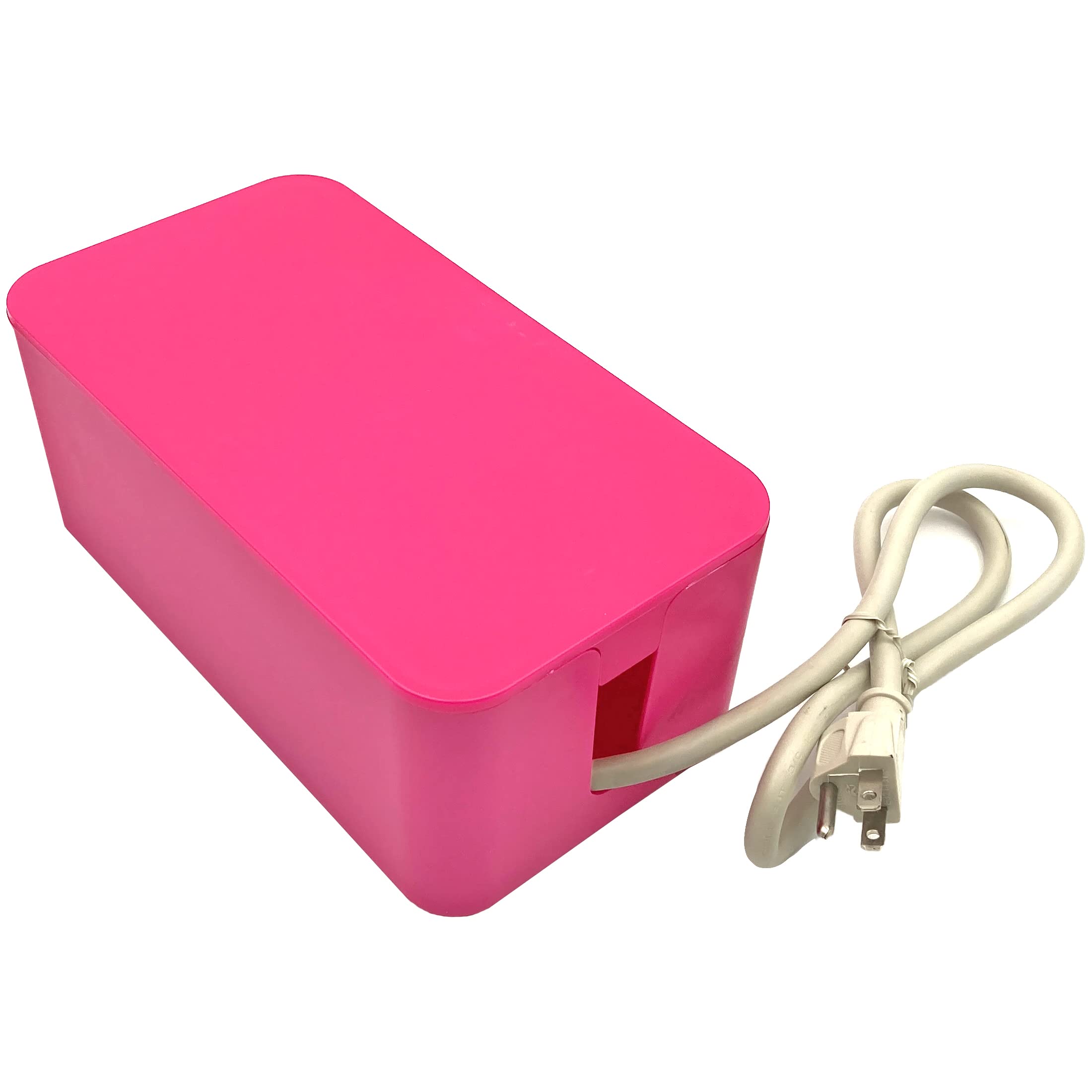 Electriduct Cable Box with Surge Protector Desk Cord Management Floor Wire Organizer Includes 4 Outlet Power Strip - Fuchsia