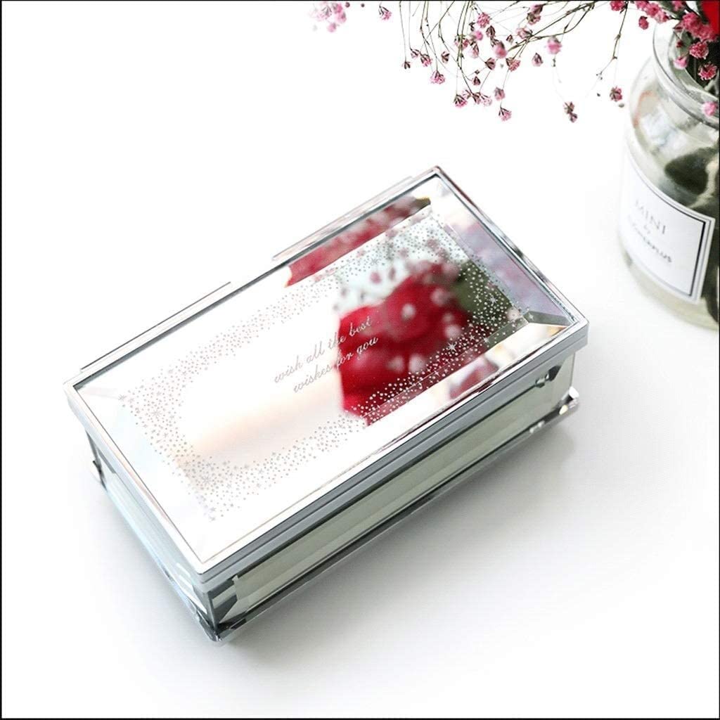 Spieluhr Musikspieluhr Spiegelglas-Spieluhr, PVC-Beschichtung, Silber, 18 Noten, handgefertigte Spieluhr Musik Einschlafhilfe