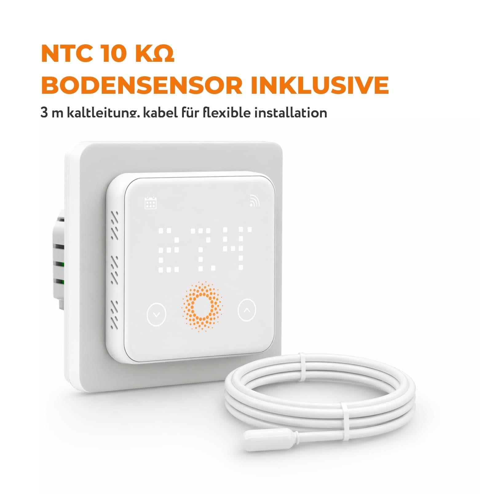 Thermostat intelligent LED Touch TS 500 WiFi - 25 A - Pour chauffage au sol - Pour systèmes de chauffage électrique et d'eau - Contrôle par application - Thermostat : TS 500 WiFi - Blanc