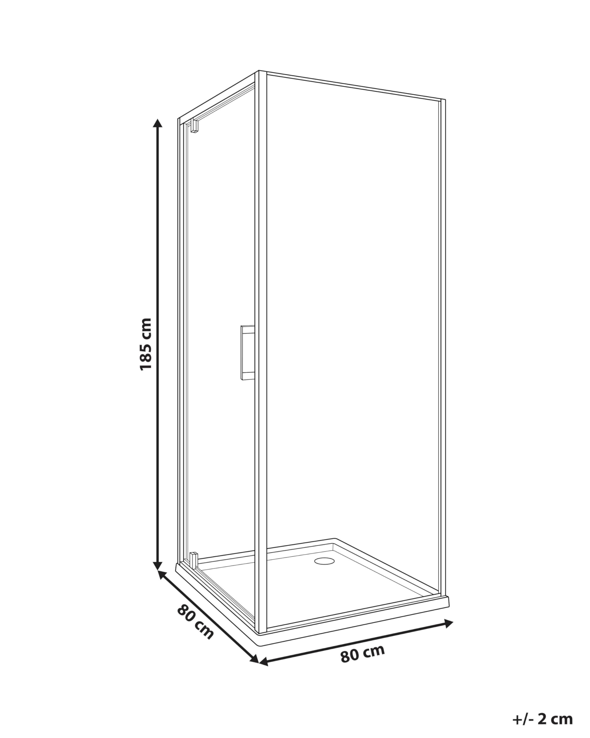 Cabina de ducha cuadrada de vidrio templado una puerta dorado 80 x 80 x 185 cm Darli