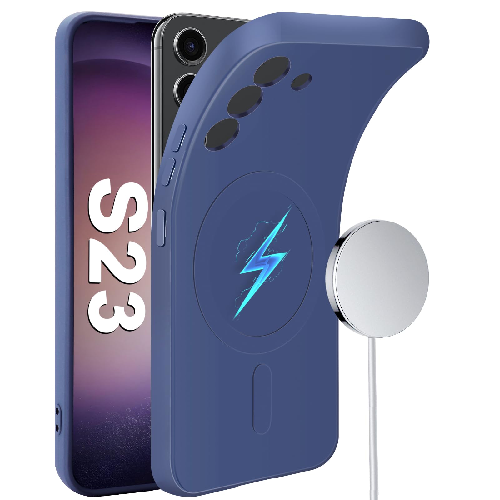 Coque Samsung S23 MagSafe antichoc protégeant des rayures avec silicone bleu fin - 8