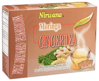 Moringa Ginger Tea Herbal Blend with Spices & Botanicals Refreshing Loose Leaf & Tea Bags for Daily Wellness 20 Sachets