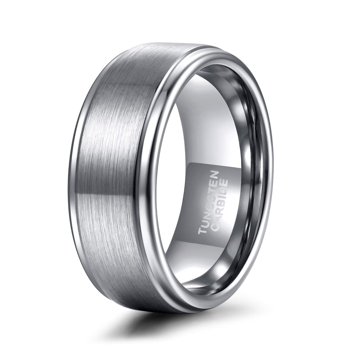 TRUMIUM 4mm 6mm 8mm Black Tungsten Rings for Men Women Step Edges Size 4-15