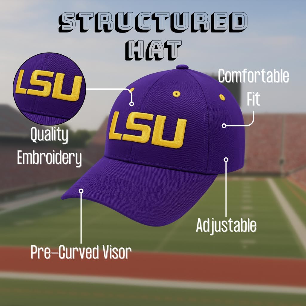 LSU University MVP Hat Classic Tigers Adjustable Team Logo Embroidered Cap