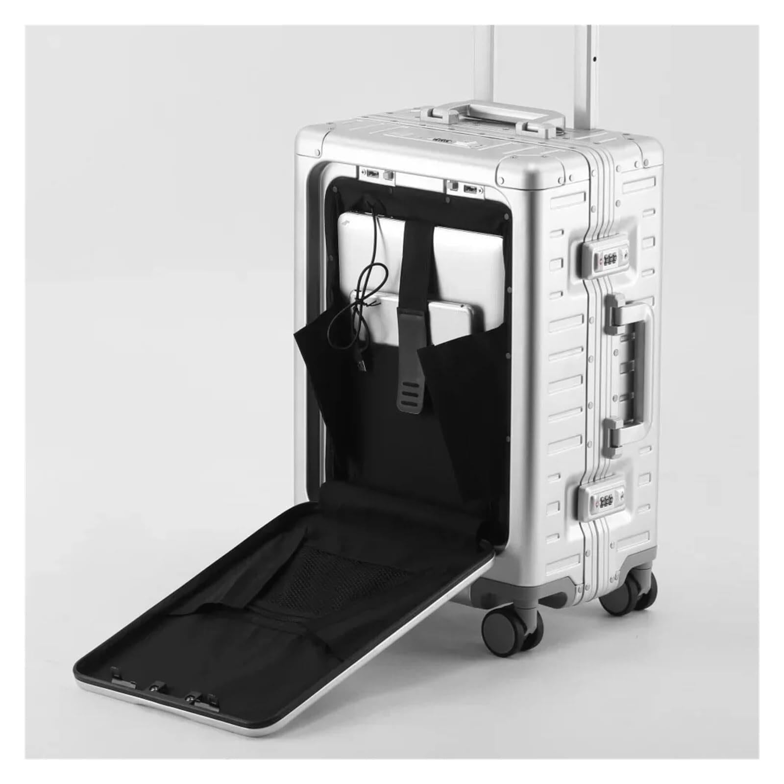 Maleta de aluminio y magnesio de 60 cm, con conector USB, apertura frontal, medio, 20Inches 500mm, Clásico