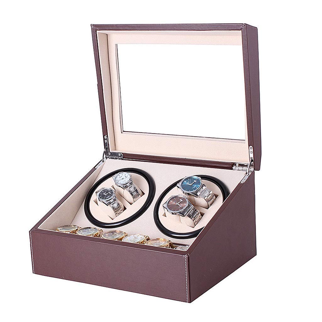 QUSYZD Watch Winder Watch Box, 4+6 Watch Winder Automatic with Watch Pillow, 5 Modes and Silent Motor, Watch Winding Storage Box Watch Winder,B-A