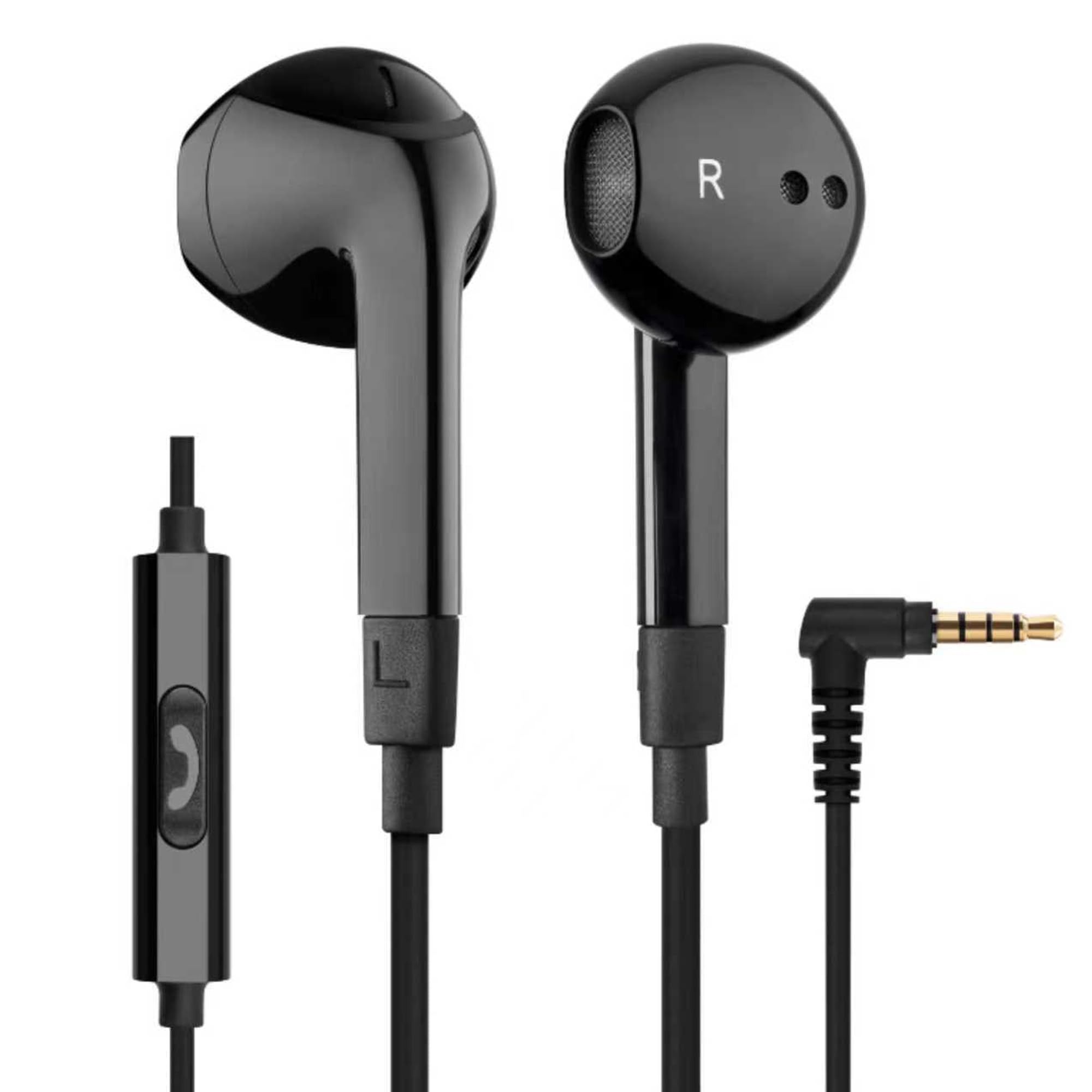 Ferox In-Ear Earphones, Wired Headphones with Microphone and 5 Years Warranty, Acoustic Isolation Headphones, Mobile Phones, 3.5 mm Jack for iPhone, Apple, Samsung, Huawei - Black