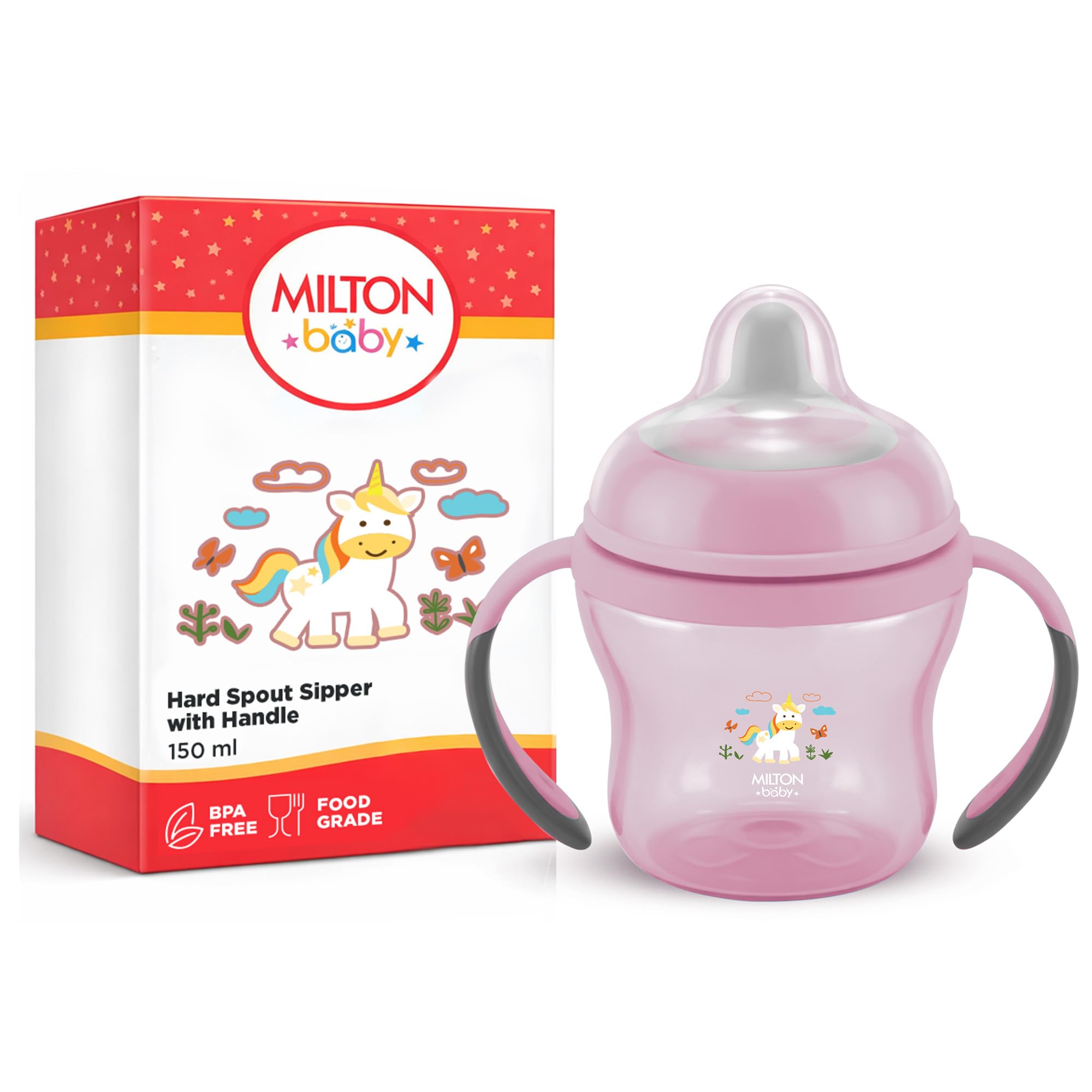 Milton baby Hard Spout Sipper Bottle |No-Spill Design |Baby-Controlled Flow |BPA-Free, Food-Grade|Removable Handles |Microwave & Sterilizer Safe,Sipper water bottle for kids 6+ Month,150 ml,Light Pink-image-34
