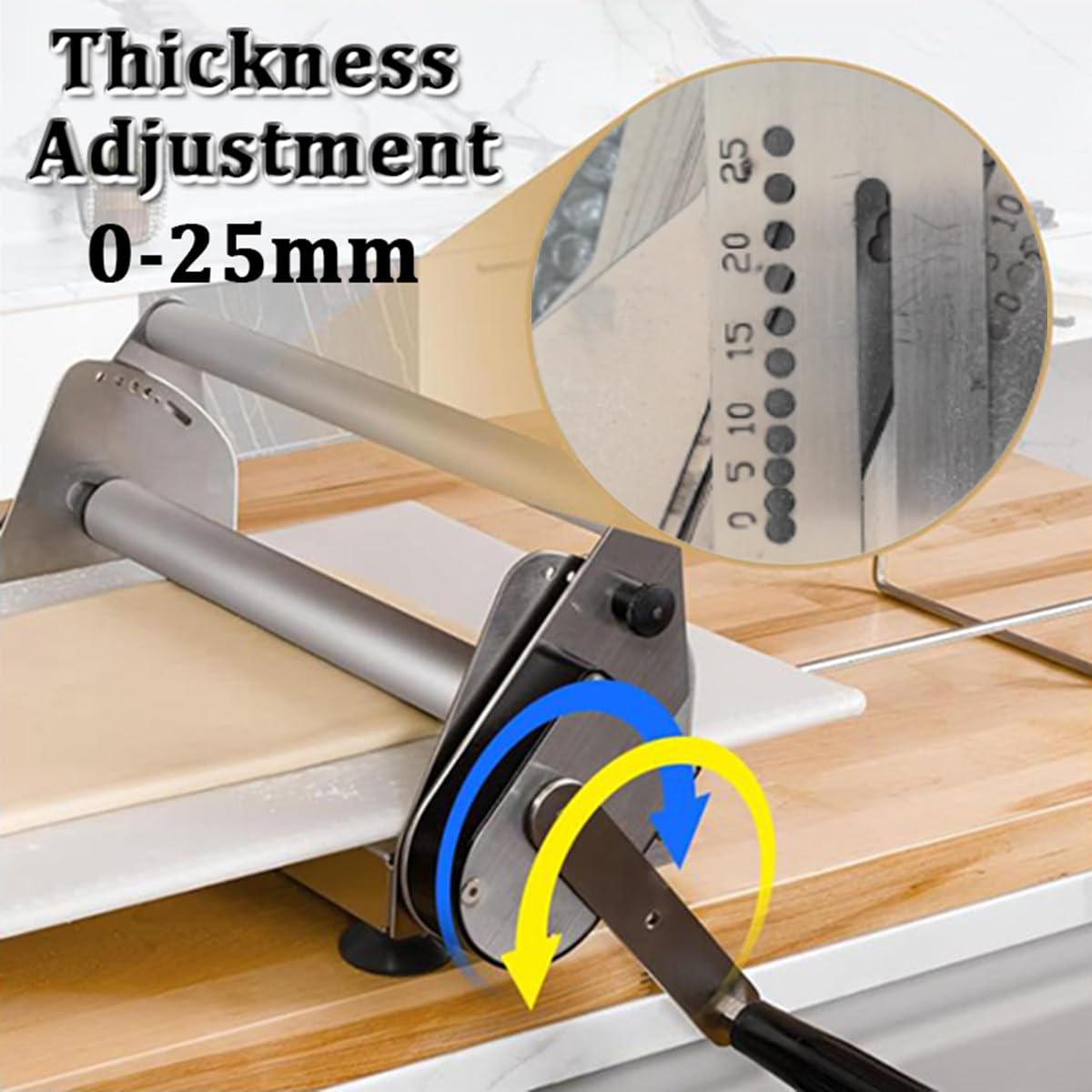 Esta laminadora de Masa Plegable, máquina Manual para Hacer láminas de Masa para Pasta, Equipo de panadería Comercial, Grosor Ajustable y Tablas de Laminado de 90 × 40 cm.