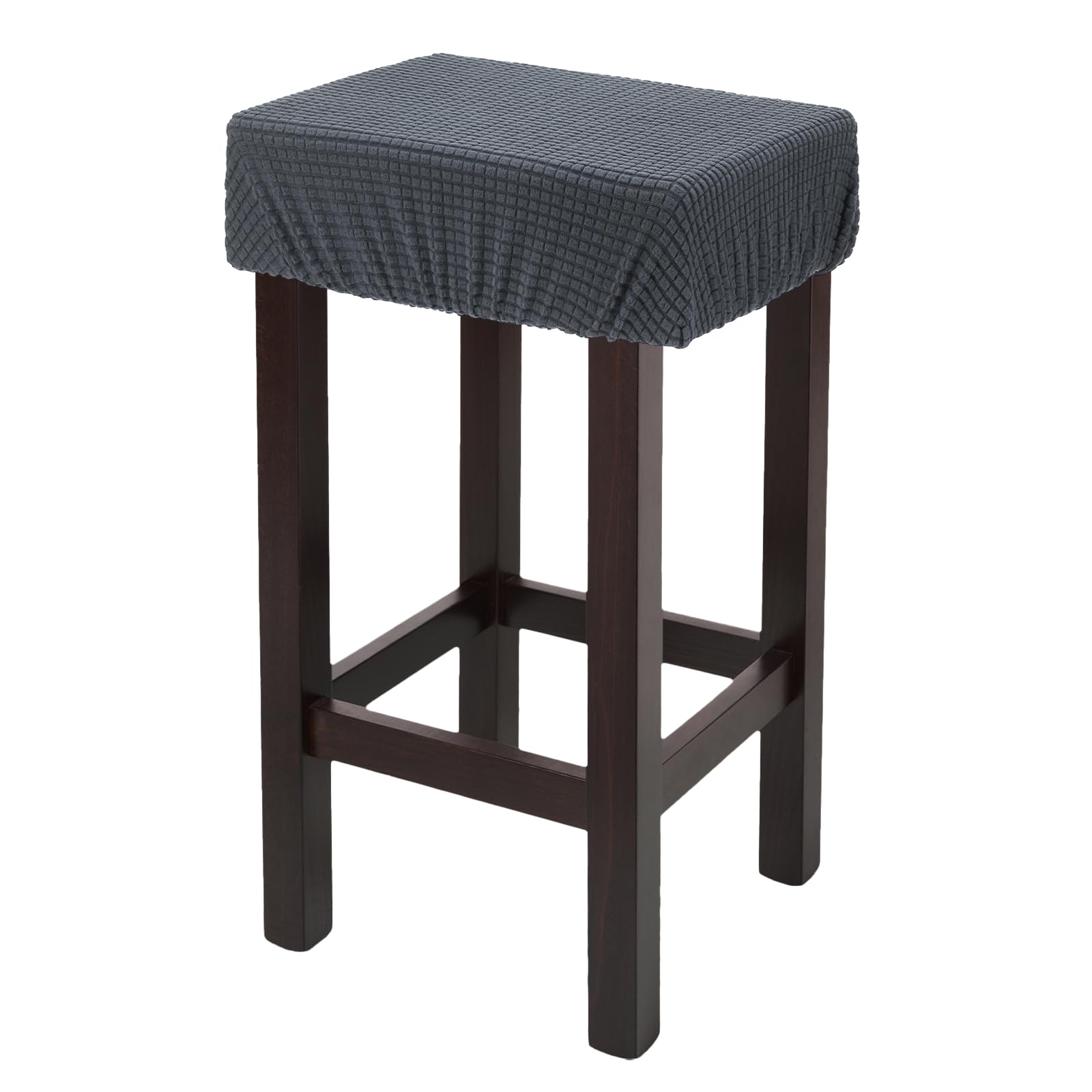 sourcing map 1 Pcs Seat Covers for Dining Chairs, Bar Stool Covers Stretch Chair Seat Protector Waterproof Saddle Stools Slipcover with Elastic Band for Kitchen Bar, Textured Fleece Dark Gray