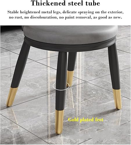 Miniatura 8 de LEIYTFE Silla moderna de respaldo alto, silla de comedor de piel sintética, taburete para el hogar, silla moderna tapizada con patas de metal,