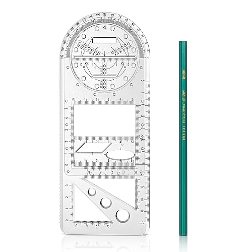 Vicloon Règle Géométrique Multifonctionnelle, Règle de Dessin Mathématique Gabarit, Outil