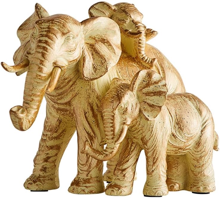 Elephant Decorative Sculptures Elephant Golden Decorative Statue Africa Decorative Animal Figure for Decoration Living Room Office Bookcase Bedroom Table Decoration Elephant