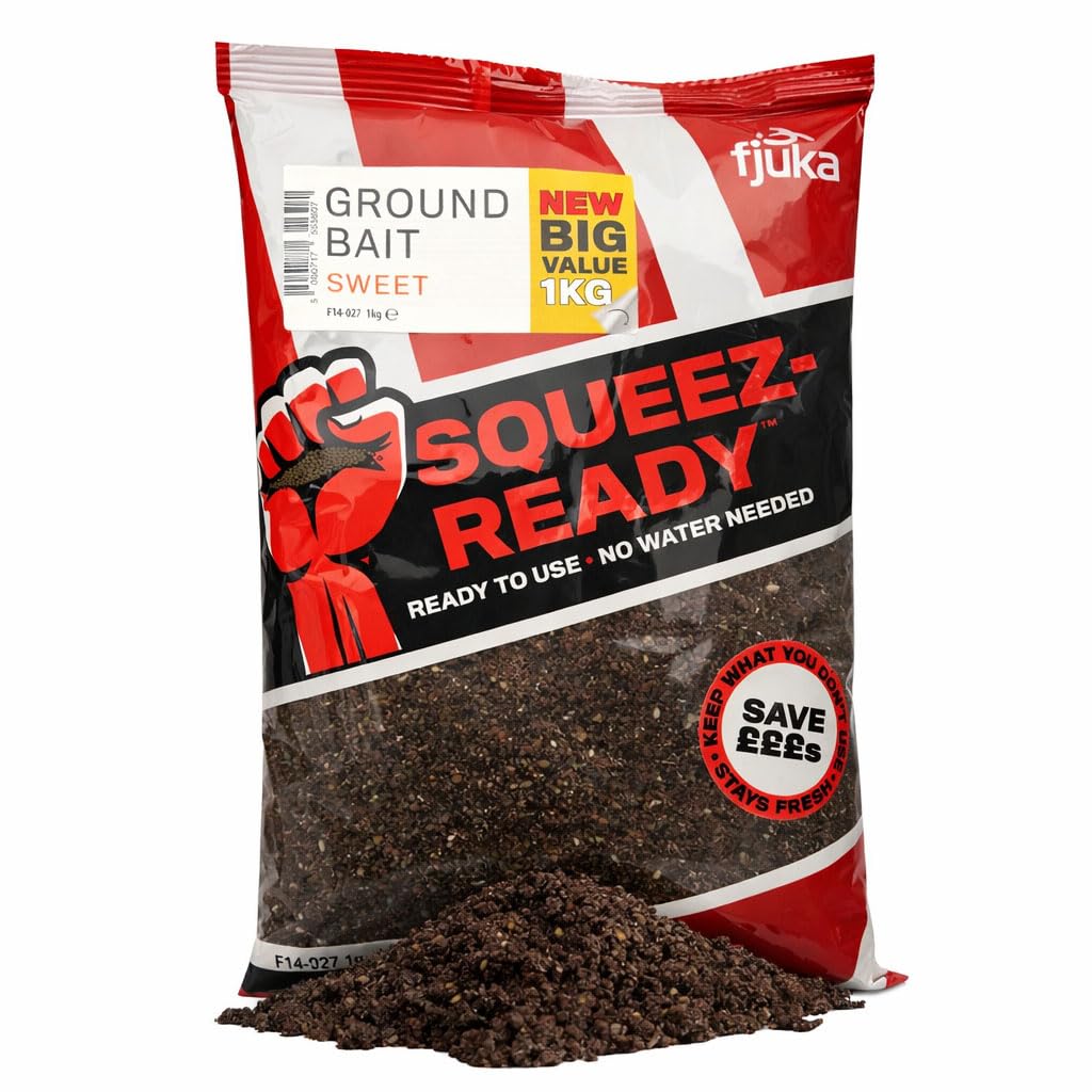 Fjuka Squeez-Ready Sweet Groundbait 1kg | Ready-prepped | Carp, F1s, tench, bream, roach etc