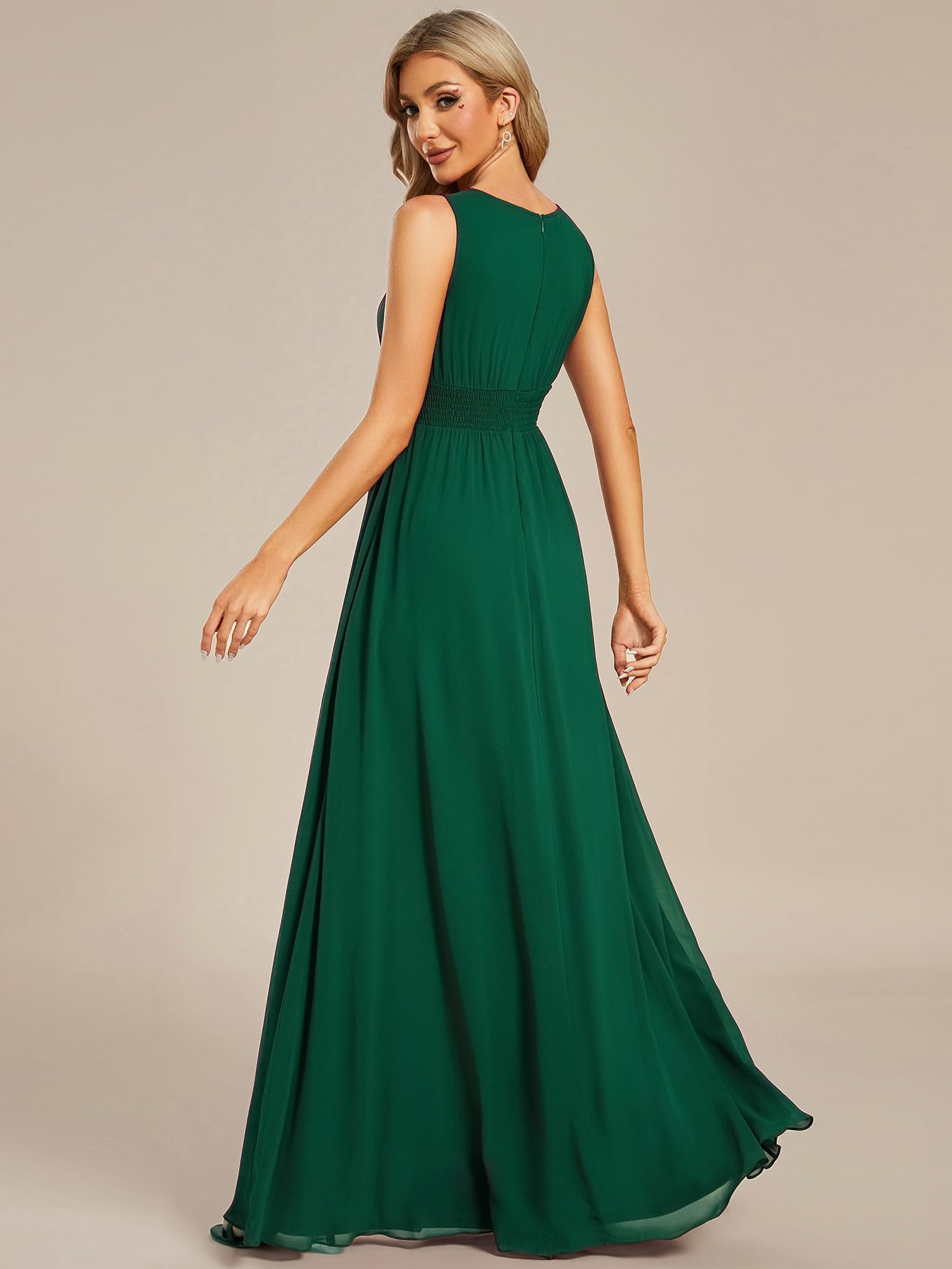 Ever-Pretty Abendkleid, Rundhalsausschnitt, ärmellos, Rock, A-Linie, Chiffon, Damen, Abendkleid, schick, ES01955