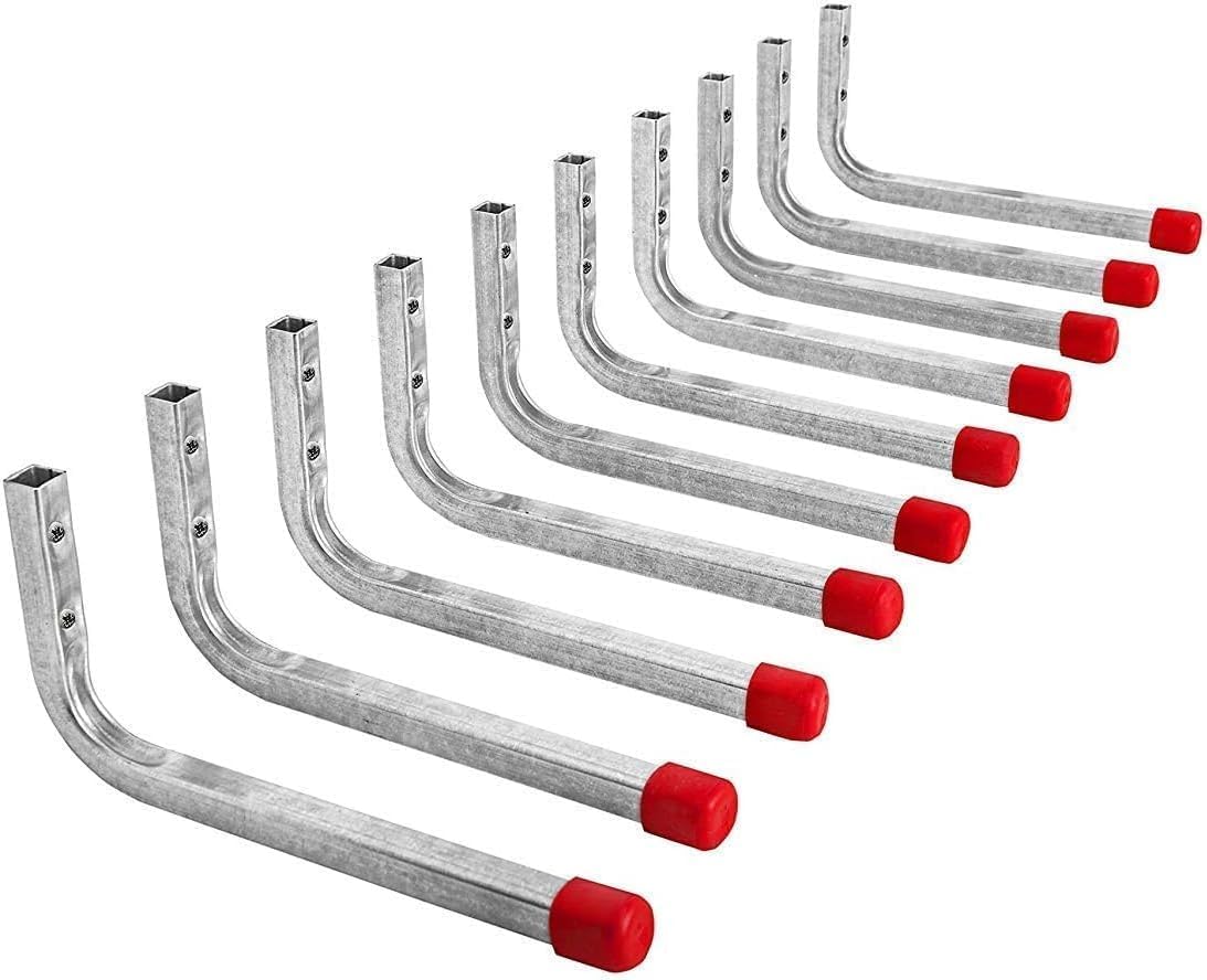 Gedotec Wandhalterung Wandhaken zum Schrauben Stahl verzinkt | LINE | 10 Stk Gerätehaken Länge: 350 x 165 mm inkl. Befestigungsmaterial | Allzweckhaken aus Metall | Wandhalterung Garage | Gerätehaken