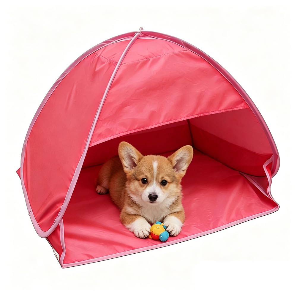Tenda Poggiatesta, Tenda pop-up Automatica per Animali Domestici, Tenda da Spiaggia per Cani con Tasche Portaoggetti, Mini Tenda da Spiaggia Pop-up per Giardino Escursionistico All'aperto