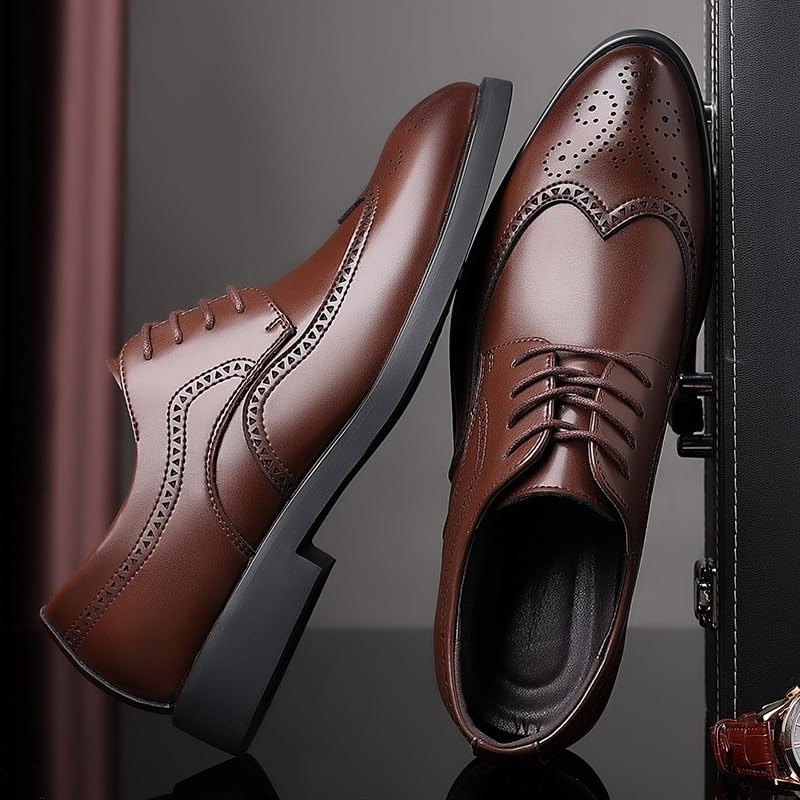 Men's Oxford Lace-Up Leather Dress Shoes Formal Business Shoes for Groom Office Party Suit Tuxedo Wedding Look3