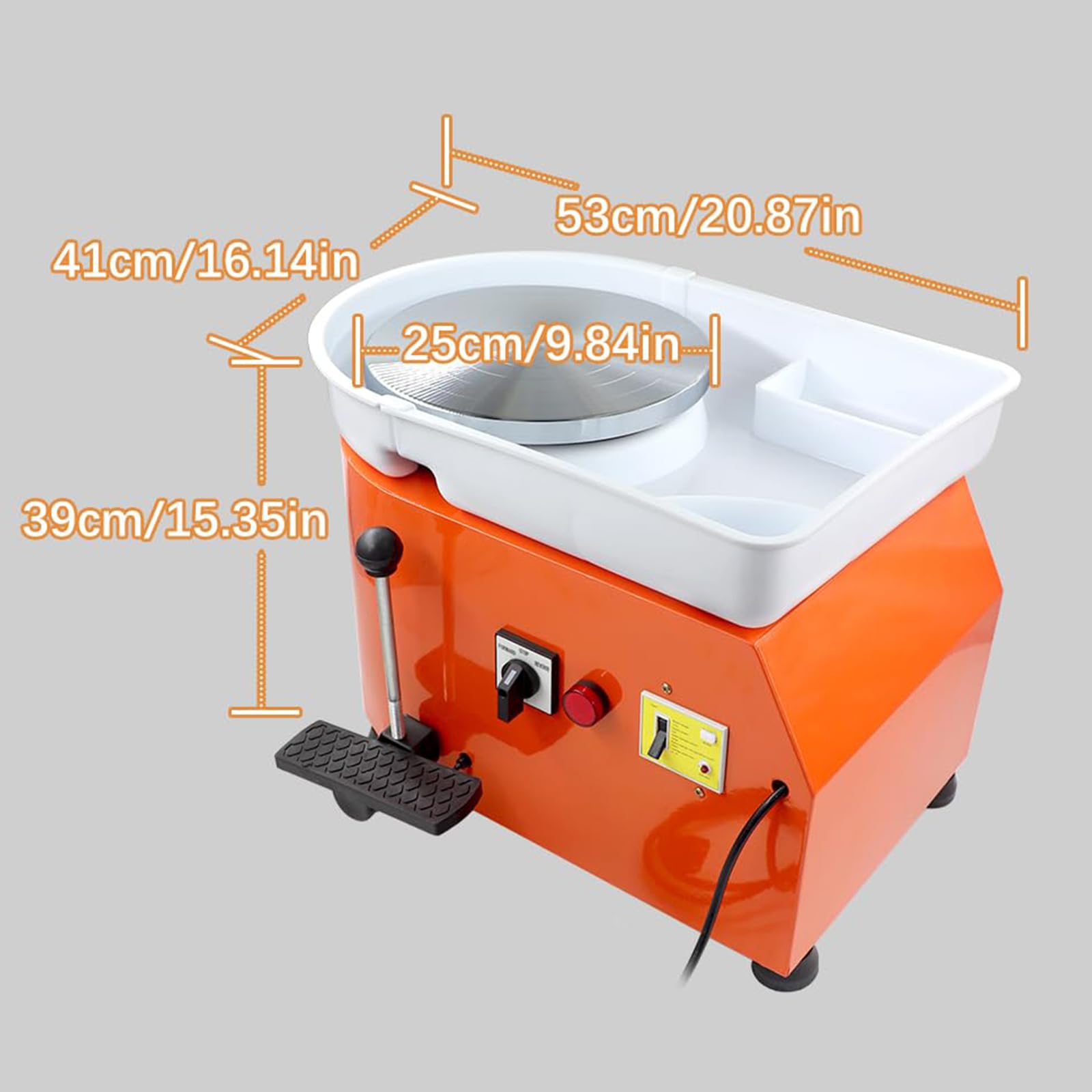 Koła garncarskie 350 W, 25 cm obrotowy elektryczny koło garncarskie, 2000 obr./min regulowana prędkość z pedałem nożnym i uchwytem, ​​wyjmowana misa ABS, regulowana prędkość (foot pedal)