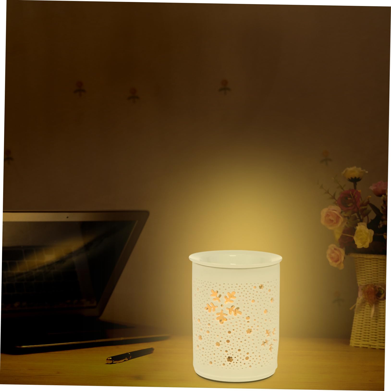 TEHAUX Elektrische Keramik Duftlampe Gold, Runde 25-w Nachtlampe