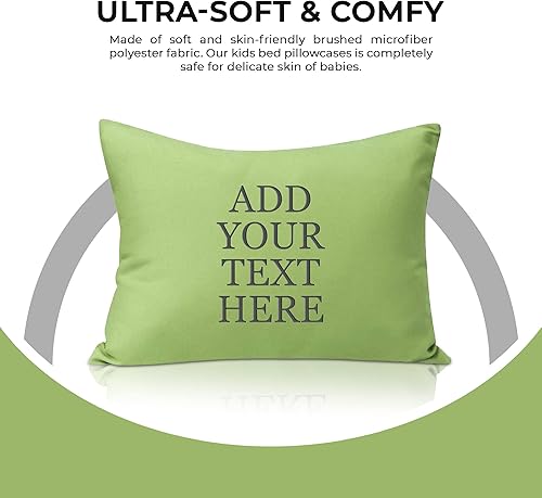 Miniatura 3 de Funda de almohada personalizada para niños pequeños, 14 x 20 pulgadas, microfibra súper suave con cierre de sobre, verde saga