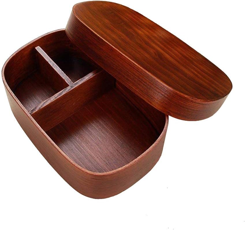 AsentechUK® Japanese Style Wooden Reusable Lunch Box Bento Box Food Fruit Sushi Boxes