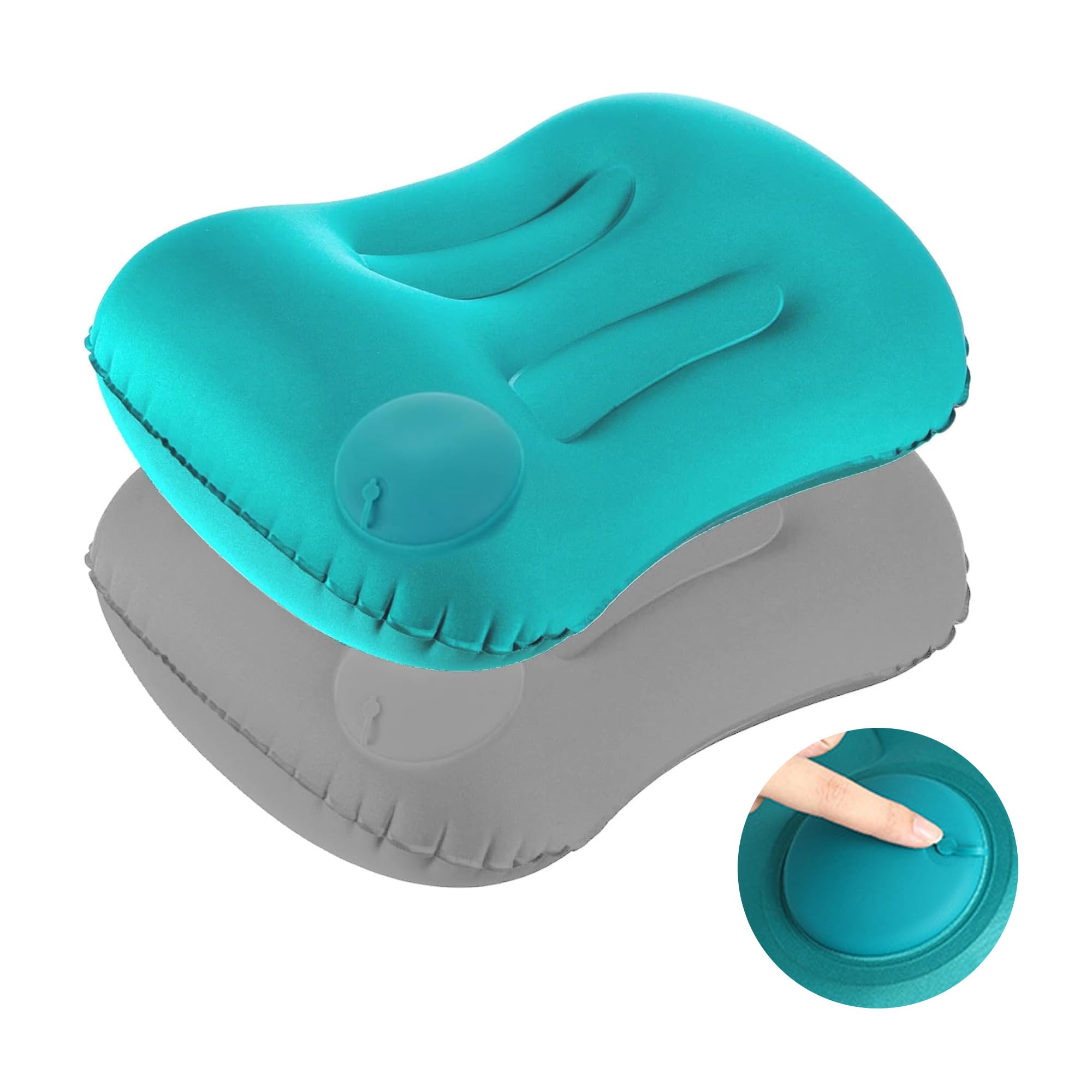 JAADU 2 PCS Almohada Hinchable, Almohada de Playa Hinchable, Diseño Ergonómico Almohada para Viaje, Compresible, Compacta, Almohada Inflable para Camping, Playa, Viajes, Oficina