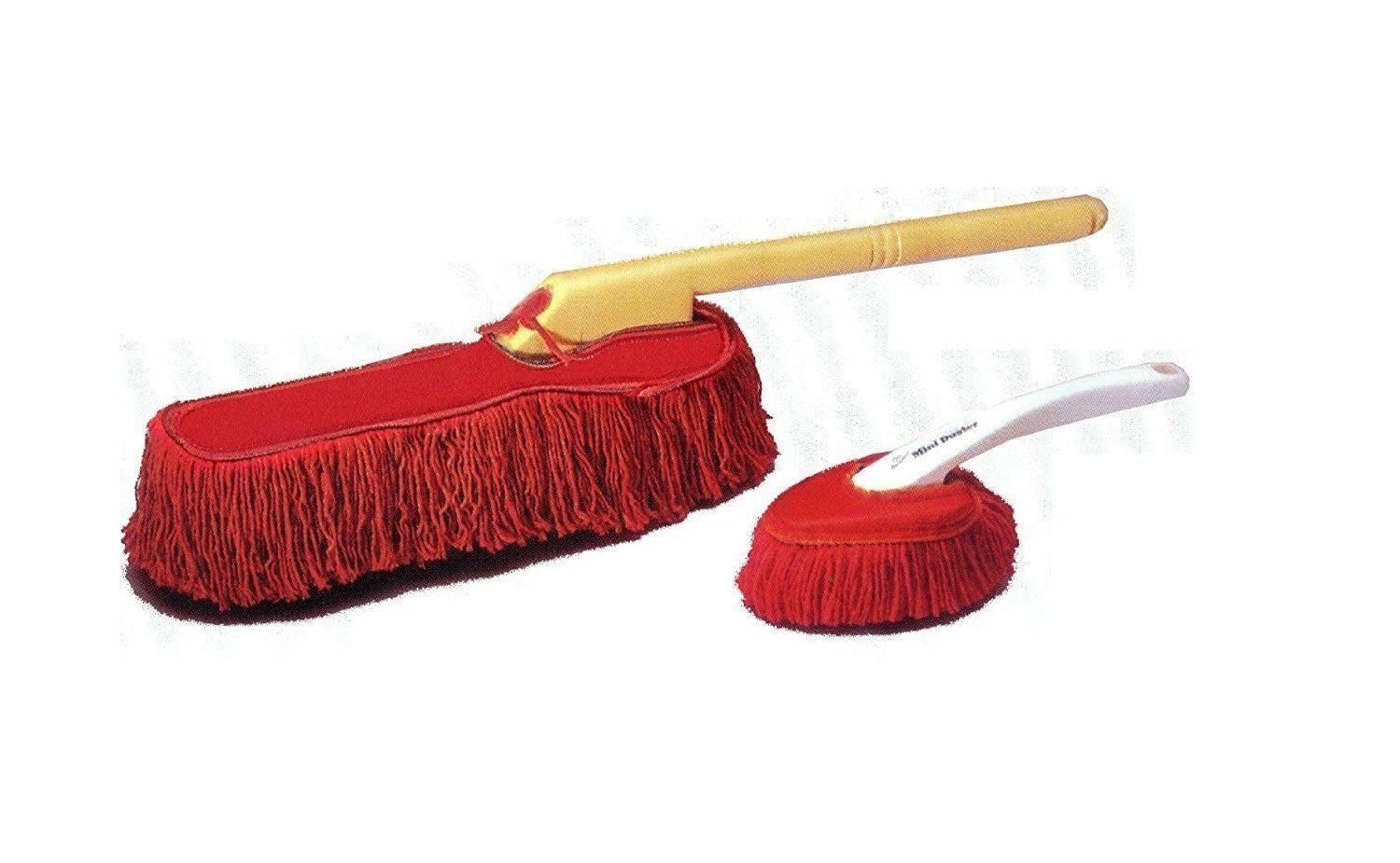 California Car Duster Kit dépoussiérant Original pour Voiture (Manche en Bois + Mini plumeau Tableau de Bord)