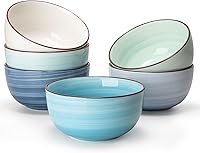 Vista 12 de Sweese Juego de 6 cuencos de porcelana de 20 onzas, duraderos para cereales, sopa, arroz, pasta, ensalada, avena, aptos para microondas y Blanco