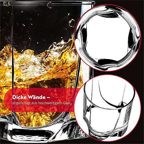 KADAX Drinkglazen van hoogwaardig glas, set van 6 waterglazen, dikwandige sapglazen, geribbelde glazen voor water, drankjes, sap, party, cocktailglazen, drankglazen (laag, 365 ml) - Image 5