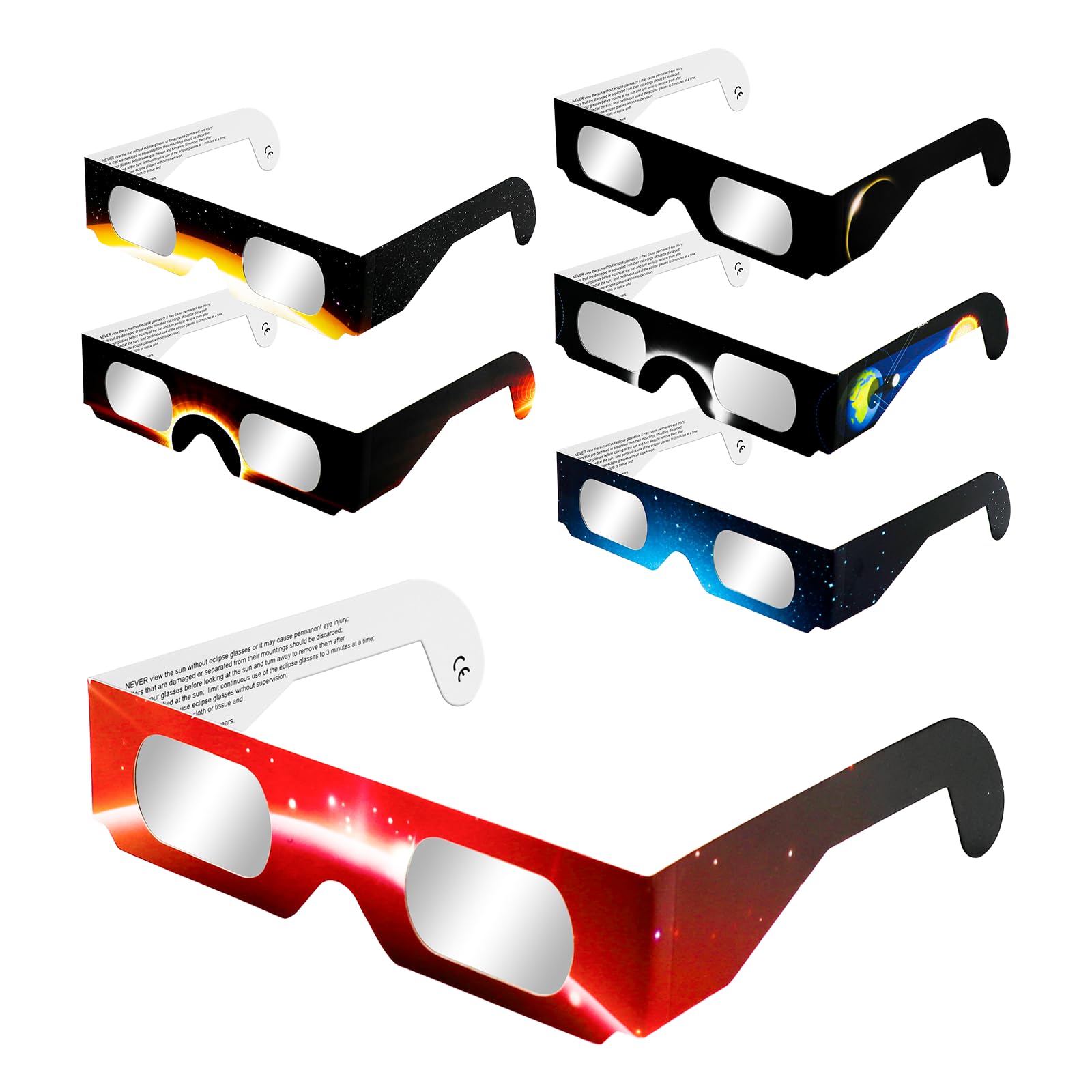 Solar Eclipse Glasses - 2024 CE and ISO Certified Optical Quality Safe Shades for Direct Sun Viewing for Solar Eclipse