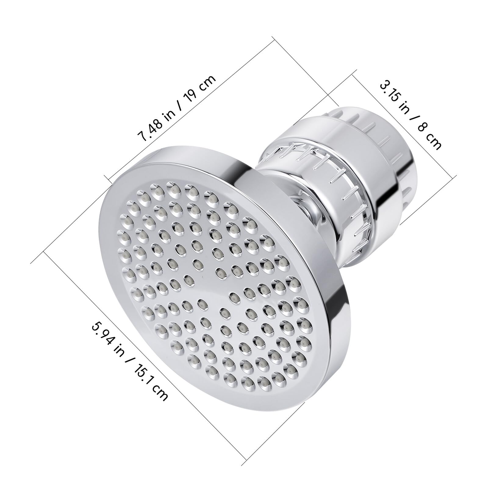 INOOMP Cabezal Ducha Filtro 6 Pulgadas, 15 Niveles, ABS y Plata