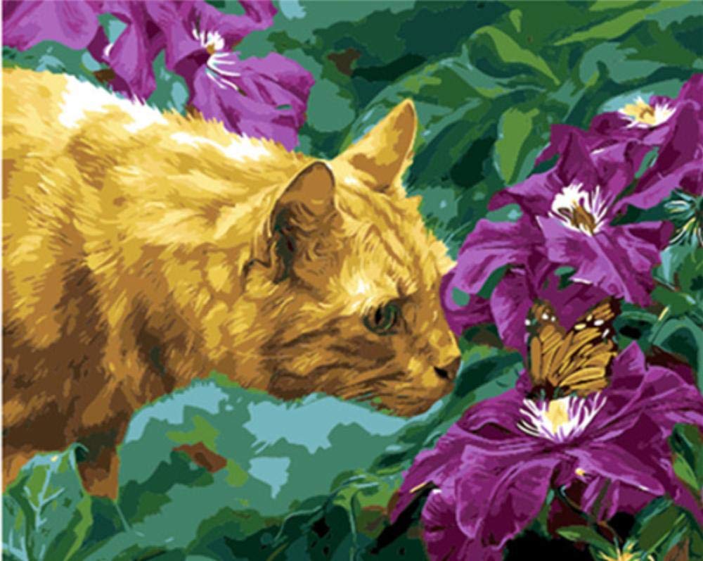 Coloriage par numéros fleur chat pour apprendre à peindre facilement sans savoir dessiner