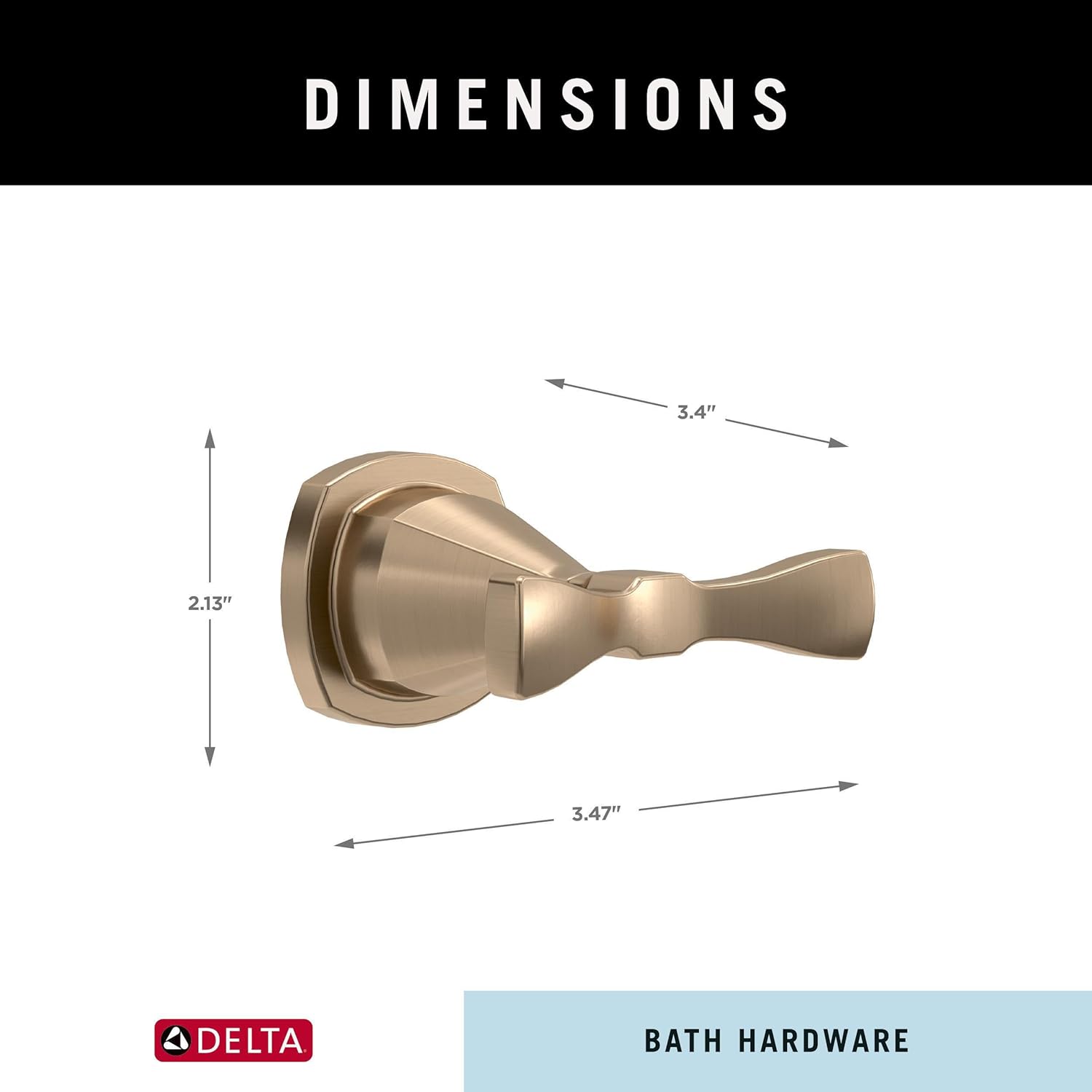 Delta Faucet Stryke Double Towel Hook, Champagne Bronze, Bathroom Accessories, 77638-CZ