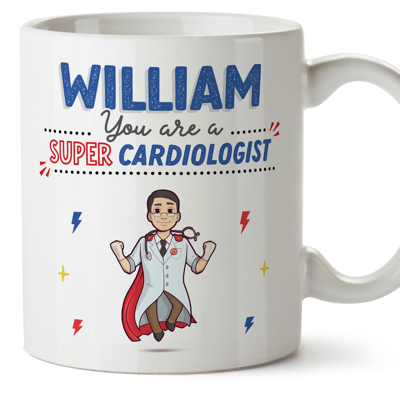 MUGFFINS Personalised Mug for Cardiologist Man - in English - You are Super! - Funny Custom Gift for Colleagues - Ceramic 11oz Mug