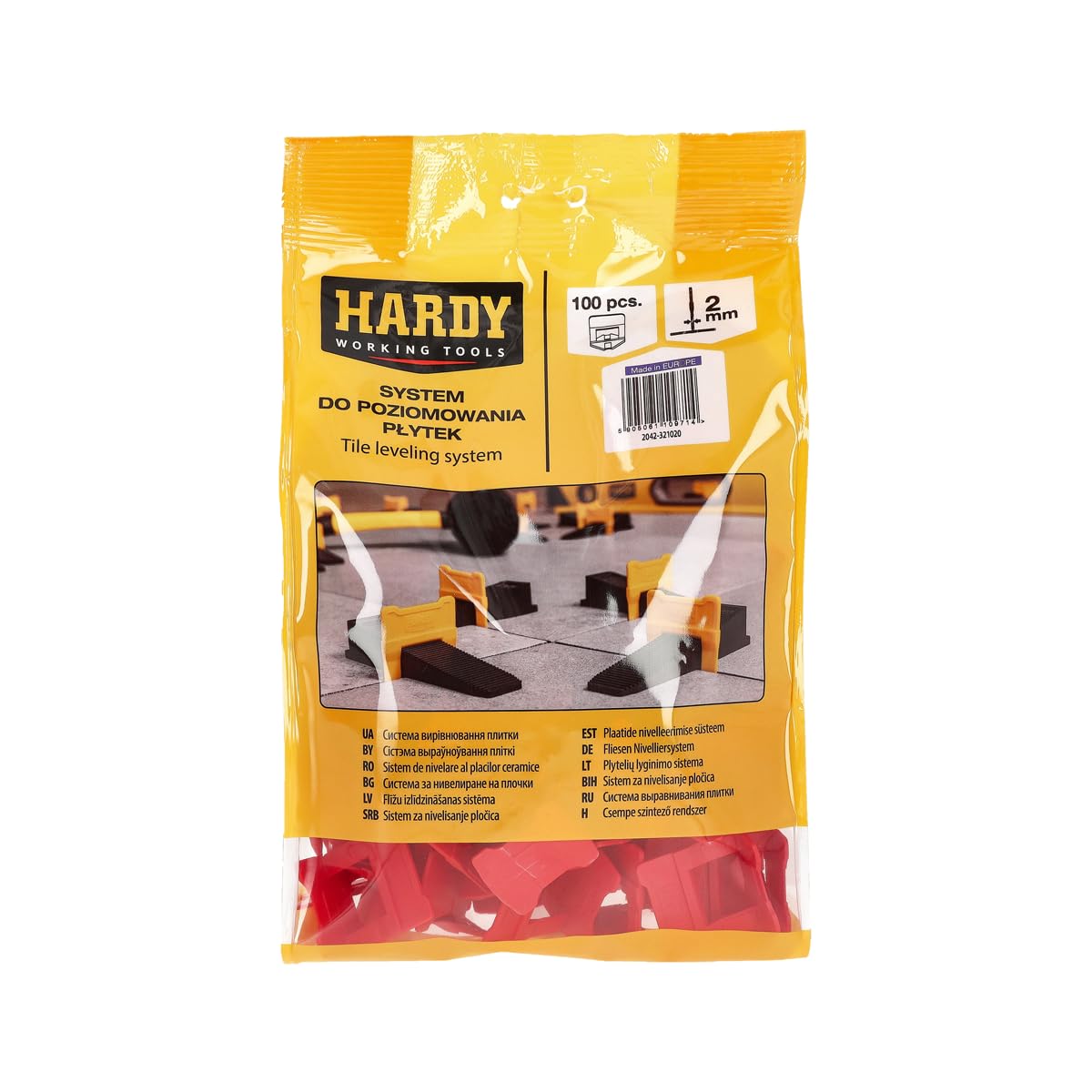 Hardy Working Tools 100 Stk. Kunststoffclips für Nivelliersystem, Laschen – Fliesenfuge 2 mm, Fliesenstärke: 3 mm – 16 mm, 100x Clips für Nivelliersystem – keine Zange und Kunststoffkeile.